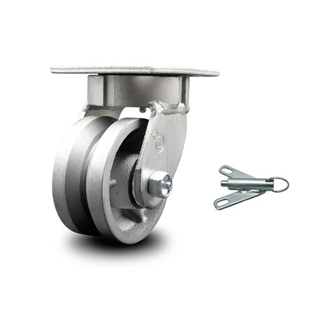 Service Caster 4 Inch Kingpinless V Groove Semi Steel Poly Wheel Swivel Caster with Swivel Lock SCC-KP30S420-VGR-BSL